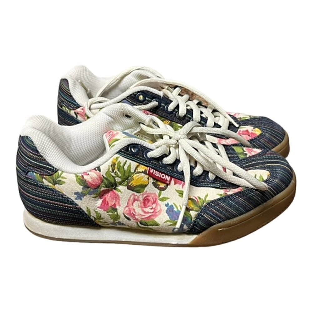 Vision Women's Floral Athletic Sneakers - Blue and Pink